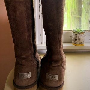 Chocolate UGG tall boots with brown zipper
